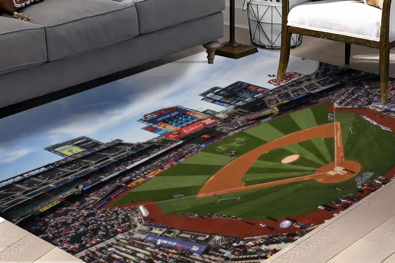 エレガントなプリントラグ：モダンなスペースのためのスタジアムフットボールデザイン