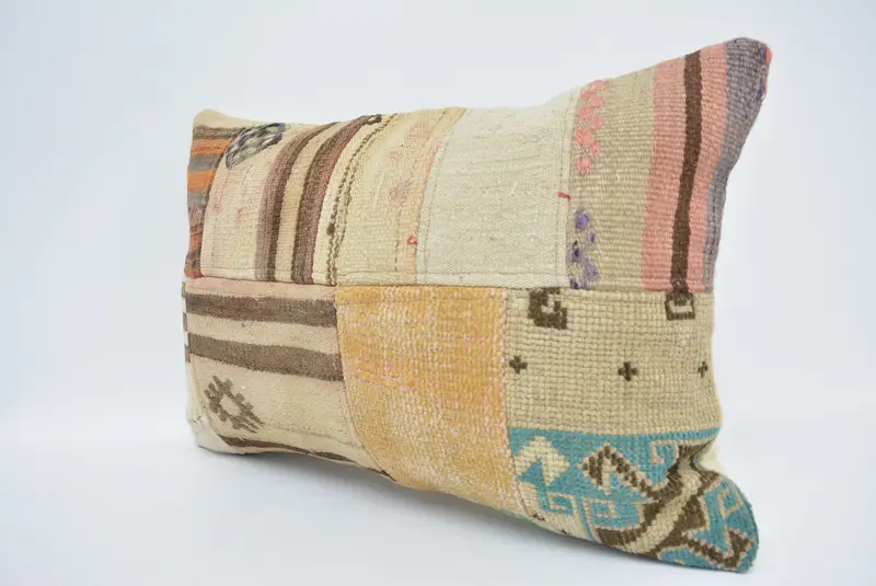 Antique Pillows, Lounge Throw Cushion Case, Handmade Pillow Case, Turkish Pillow, 16x24 Beige Pillow Case, Cushion Cover, Ethnical Kilim Rug Pillow - 4