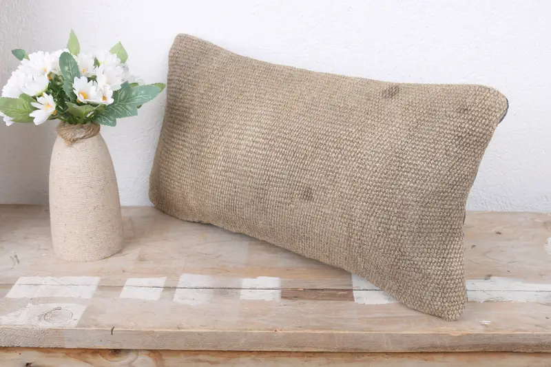 Retro Pillow, 8x16 Brown Cushion Cover, Cushion Cover, Handmade Kilim Cushion, Rustic Pillow Case, Boho Pillow, Antique Pillows - 4