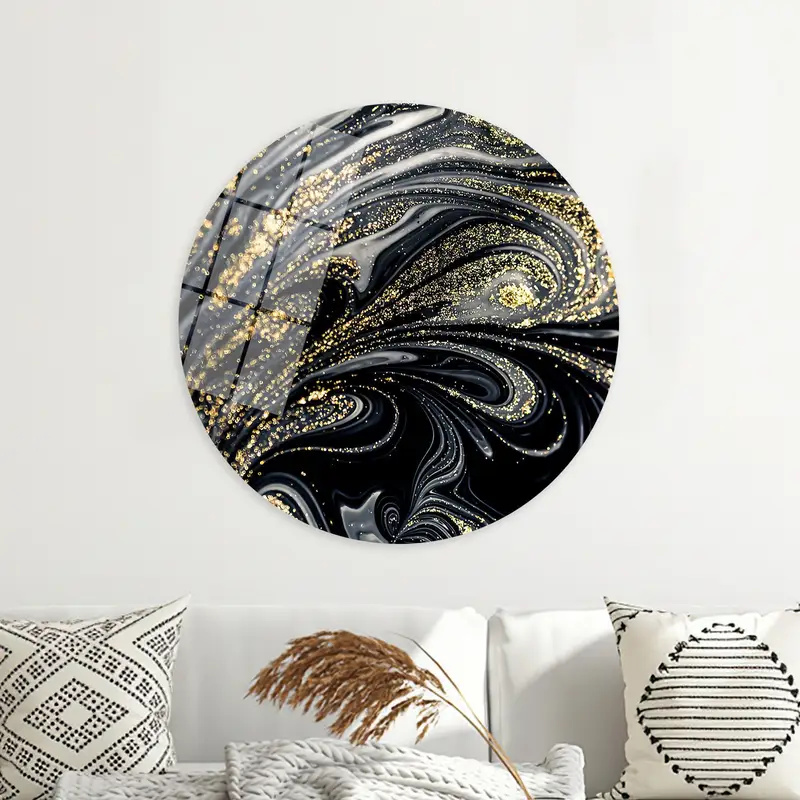 Shimmery Contemporary Luxury Gold Marble Printed Canvas