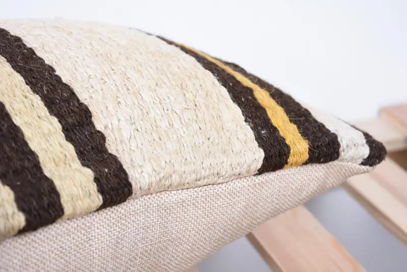 Pillow for Couch, Kilim Cushion Sham, Floor Cushion Case, Handmade Pillow Sham, Cushion Case, Turkish Pillow, 12x24 Beige Pillow Cover - 7