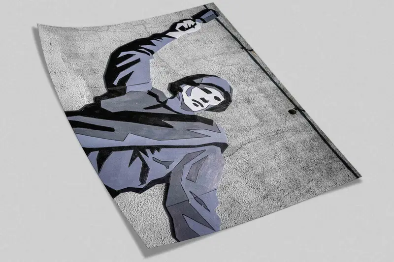 Banksy Wall Mural, Paper Cutting Art, Paper Craft, Solider Graffiti Painting, Stick On Wallpaper Art Deco, Banksy Wallpaper, Man Cave Decor, - 10