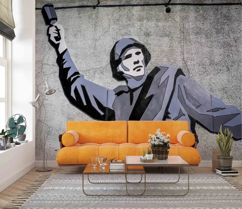 Banksy Wall Mural, Paper Cutting Art, Paper Craft, Solider Graffiti Painting, Stick On Wallpaper Art Deco, Banksy Wallpaper, Man Cave Decor, - 4