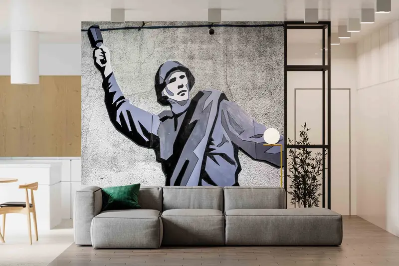 Banksy Wall Mural, Paper Cutting Art, Paper Craft, Solider Graffiti Painting, Stick On Wallpaper Art Deco, Banksy Wallpaper, Man Cave Decor, - 7