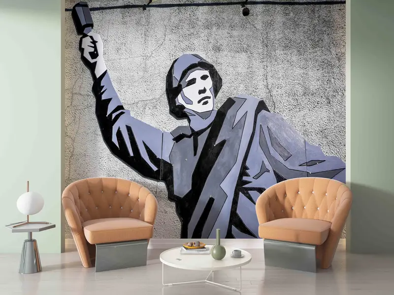 Banksy Wall Mural, Paper Cutting Art, Paper Craft, Solider Graffiti Painting, Stick On Wallpaper Art Deco, Banksy Wallpaper, Man Cave Decor, - 2