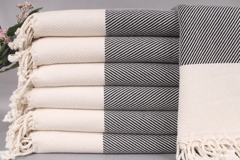 Personalized Black Striped Towel, Spa Towel, 40x71 Inches