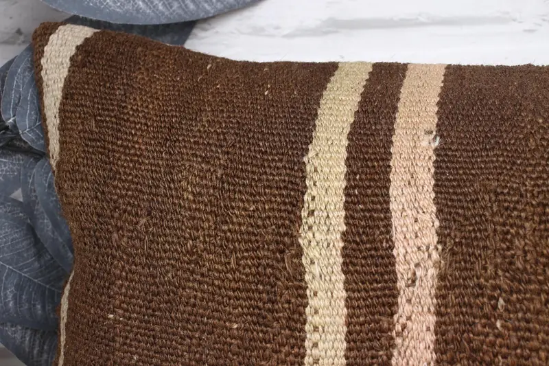 Patio Pillow Cover, Cushion Cover, Kilim Cushion Sham, Vintage Kilim Pillow, 12x36 Brown Cushion Case, Sofa Pillow, Interior Designer Pillow - 2