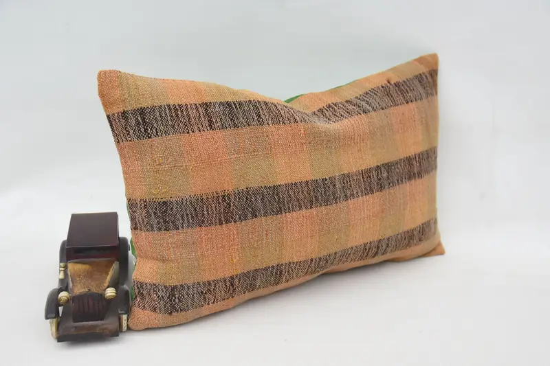 Turkish Pillow, Pillow for Couch, 12x20 Orange Cushion Cover, Retro Throw Pillow, Pillow Cover, Tapestry Pillow, Kilim Cushion Sham - 2