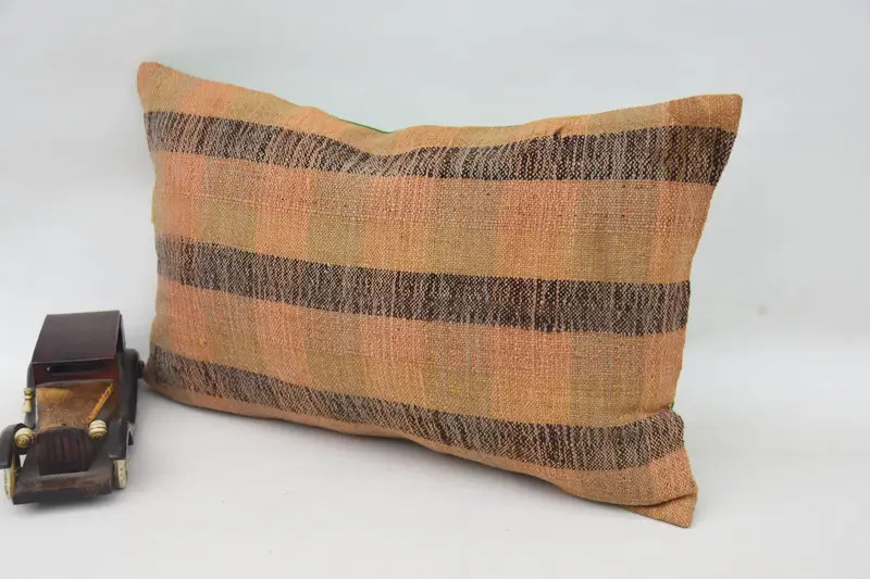 Turkish Pillow, Pillow for Couch, 12x20 Orange Cushion Cover, Retro Throw Pillow, Pillow Cover, Tapestry Pillow, Kilim Cushion Sham - 3