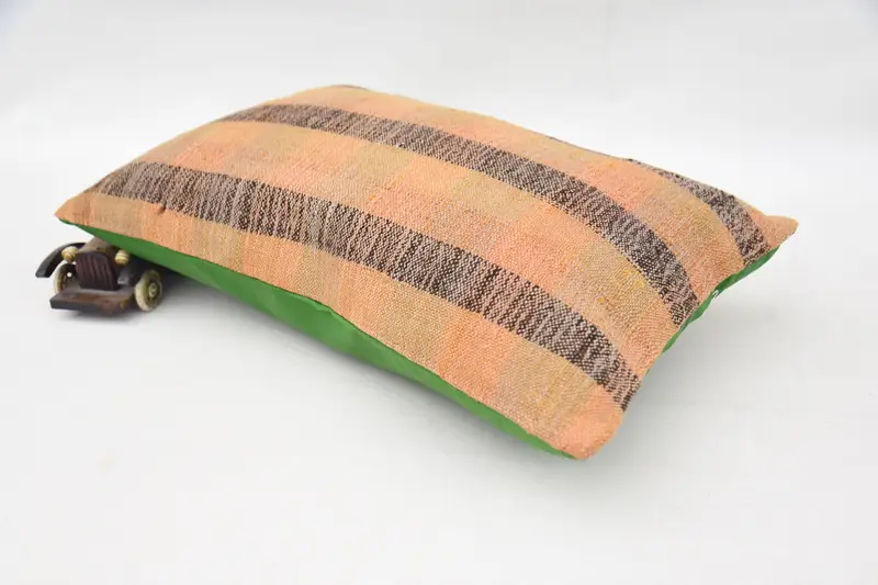 Turkish Pillow, Pillow for Couch, 12x20 Orange Cushion Cover, Retro Throw Pillow, Pillow Cover, Tapestry Pillow, Kilim Cushion Sham - 6