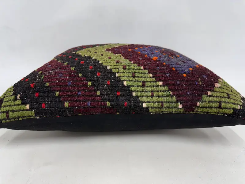 Handmade Kilim Cushion, Cushion Cover, Wool Kilim Pillow Pillow, 24x24 Red Pillow Cover, Bolster Throw Pillow, Kilim Cushion Sham, Boho Pillow - 5