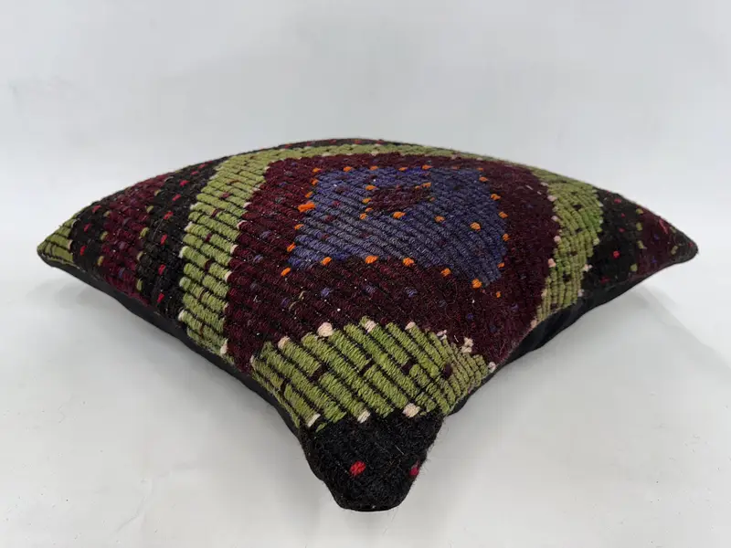 Handmade Kilim Cushion, Cushion Cover, Wool Kilim Pillow Pillow, 24x24 Red Pillow Cover, Bolster Throw Pillow, Kilim Cushion Sham, Boho Pillow - 6