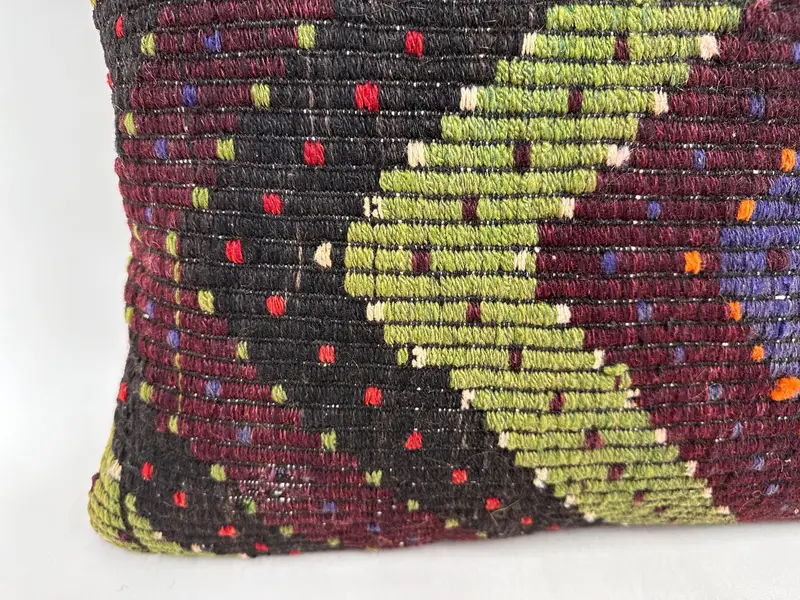 Handmade Kilim Cushion, Cushion Cover, Wool Kilim Pillow Pillow, 24x24 Red Pillow Cover, Bolster Throw Pillow, Kilim Cushion Sham, Boho Pillow - 2