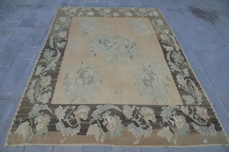 8,1x10,8 ft Halı, Canlı Turuncu ve Yeşil Ombré