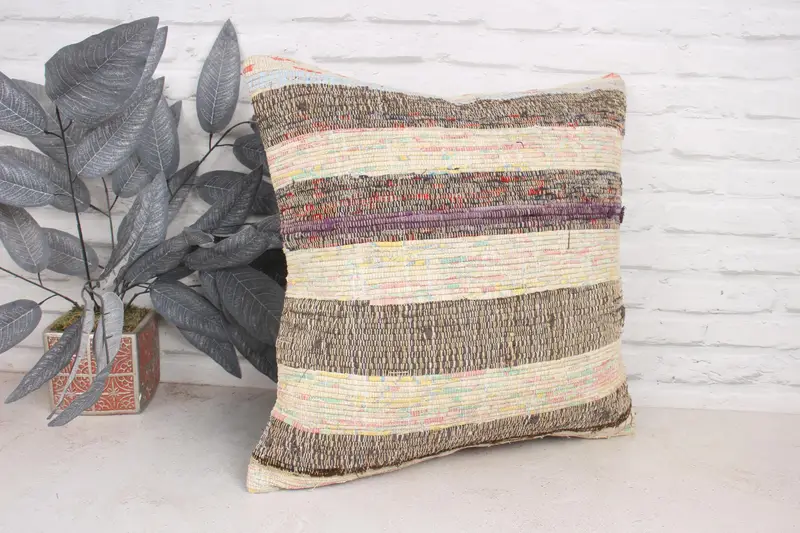 Pet Pillow Case, Pillow for Couch, Pillow Cover, Comfy Throw Pillow, 20x20 Beige Cushion Cover, Boho Pillow, Kilim Pillow Cover, Car Cushion - 3
