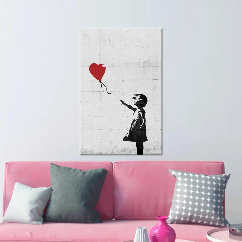 Impresión de lienzo elegante Banksy Girl Graffiti - Arte contemporáneo
