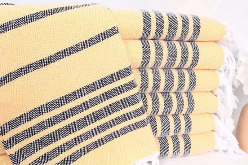 Custom Hand Towel Yellow-Black Cotton Zig Zag, 20x40 Inches