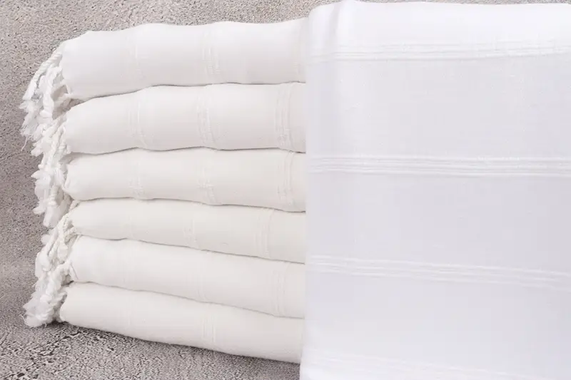 Beach Towel Organic Turkish Cotton White, 40x71 Inches