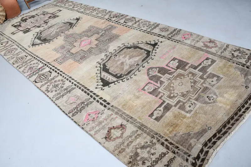 5.9x13.5 ft Turkish Oushak Rug, Vintage Rug, Brown Oriental Wool Rug - 1