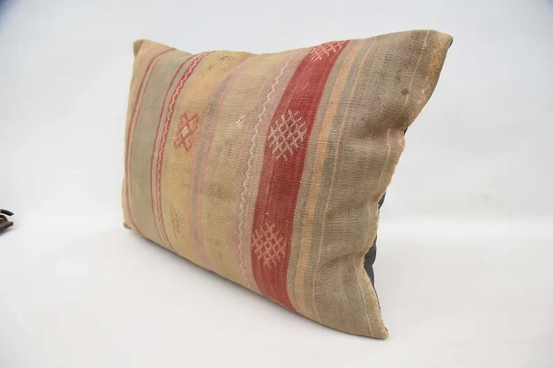 Kilim Cushion Sham, Pillow Cover, Accent Cushion, 20x28 Orange Cushion Cover, Southwestern Pillow Sham, Handmade Kilim Cushion, Kilim Pillow Cover - 5