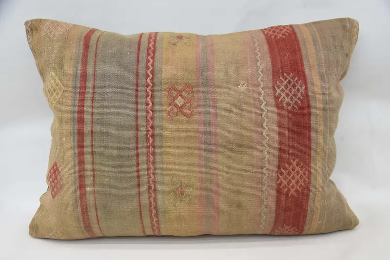 Kilim Cushion Sham, Pillow Cover, Accent Cushion, 20x28 Orange Cushion Cover, Southwestern Pillow Sham, Handmade Kilim Cushion, Kilim Pillow Cover - 1