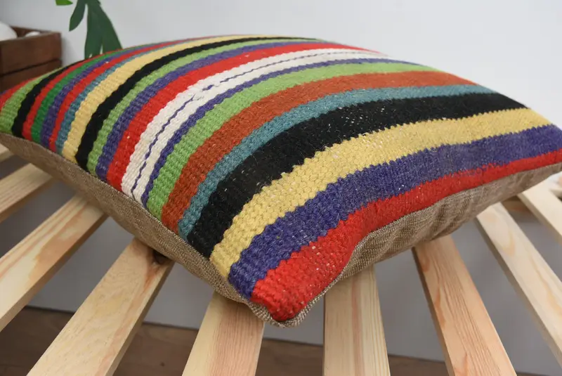 Ethnical Kilim Rug Pillow, 18x18 Red Cushion Cover, Tribal Cushion, Turkish Rugs Cushion, Kilim Pillow, Cushion, Pillow for Couch - 6