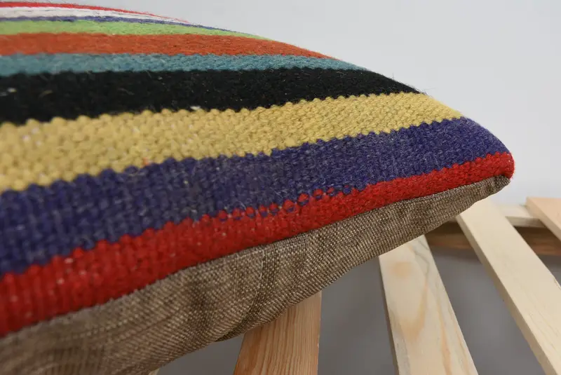 Ethnical Kilim Rug Pillow, 18x18 Red Cushion Cover, Tribal Cushion, Turkish Rugs Cushion, Kilim Pillow, Cushion, Pillow for Couch - 7