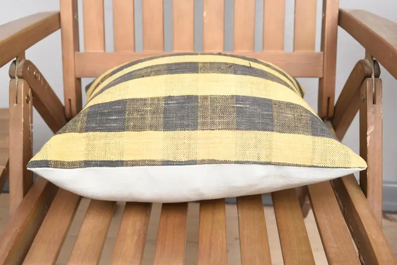 Cushion, Bright Pillow Cover, Handmade Kilim Cushion, 16x16 Yellow Cushion, Vintage Kilim Throw Pillow, Boho Pillow Sham Cover - 5