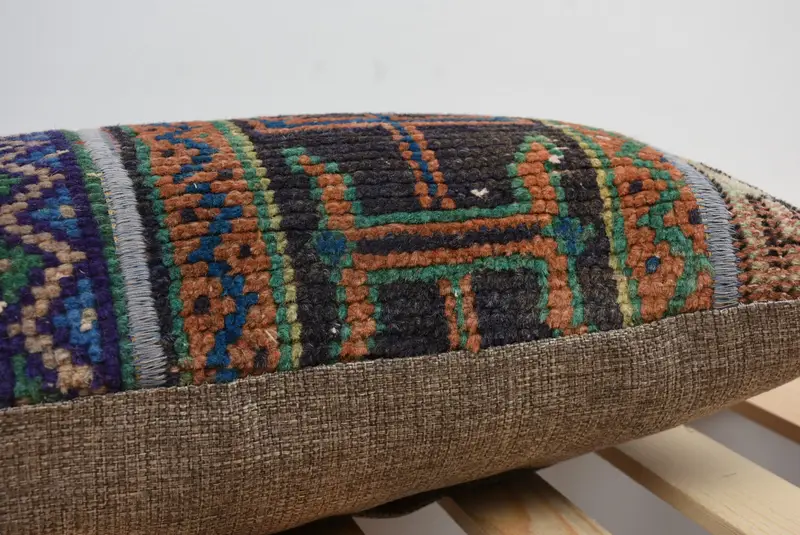 Pillow Sham, Kilim Pillow Cover, Handmade Kilim Cushion, Sofa Bolster Pillow Cover, Custom Cushion Cover, Kilim Cushion Sham, 12x24 Blue Pillow Sham - 7