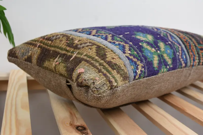Pillow Sham, Kilim Pillow Cover, Handmade Kilim Cushion, Sofa Bolster Pillow Cover, Custom Cushion Cover, Kilim Cushion Sham, 12x24 Blue Pillow Sham - 6