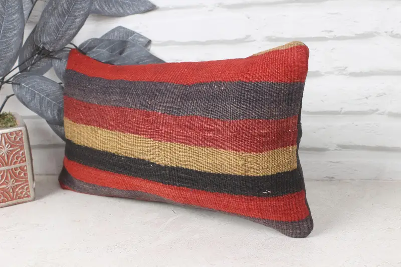 Antique Pillows, Kilim Pillow, Handmade Cushion Case, Muted Cushion Cover, 8x16 Red Pillow Sham, Interior Designer Pillow, Cushion - 3