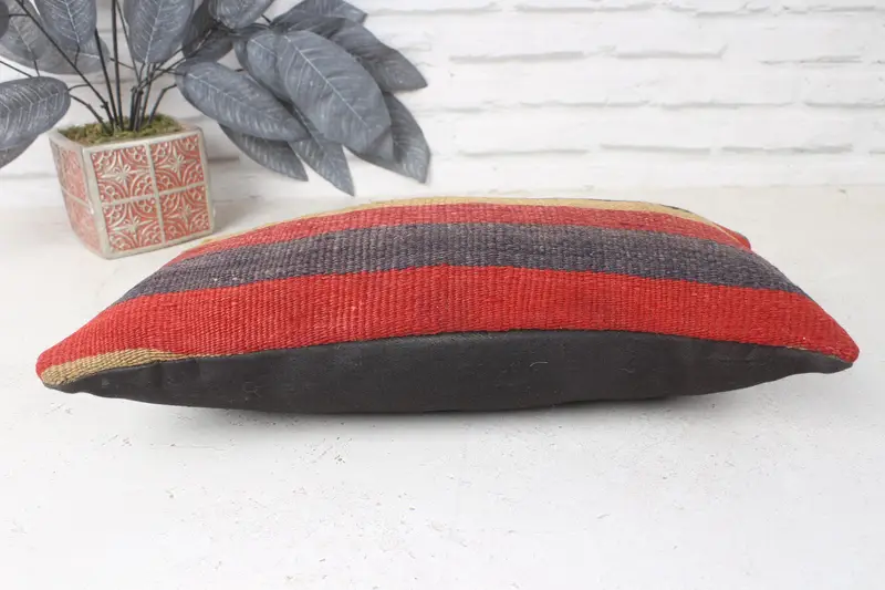 Antique Pillows, Kilim Pillow, Handmade Cushion Case, Muted Cushion Cover, 8x16 Red Pillow Sham, Interior Designer Pillow, Cushion - 5