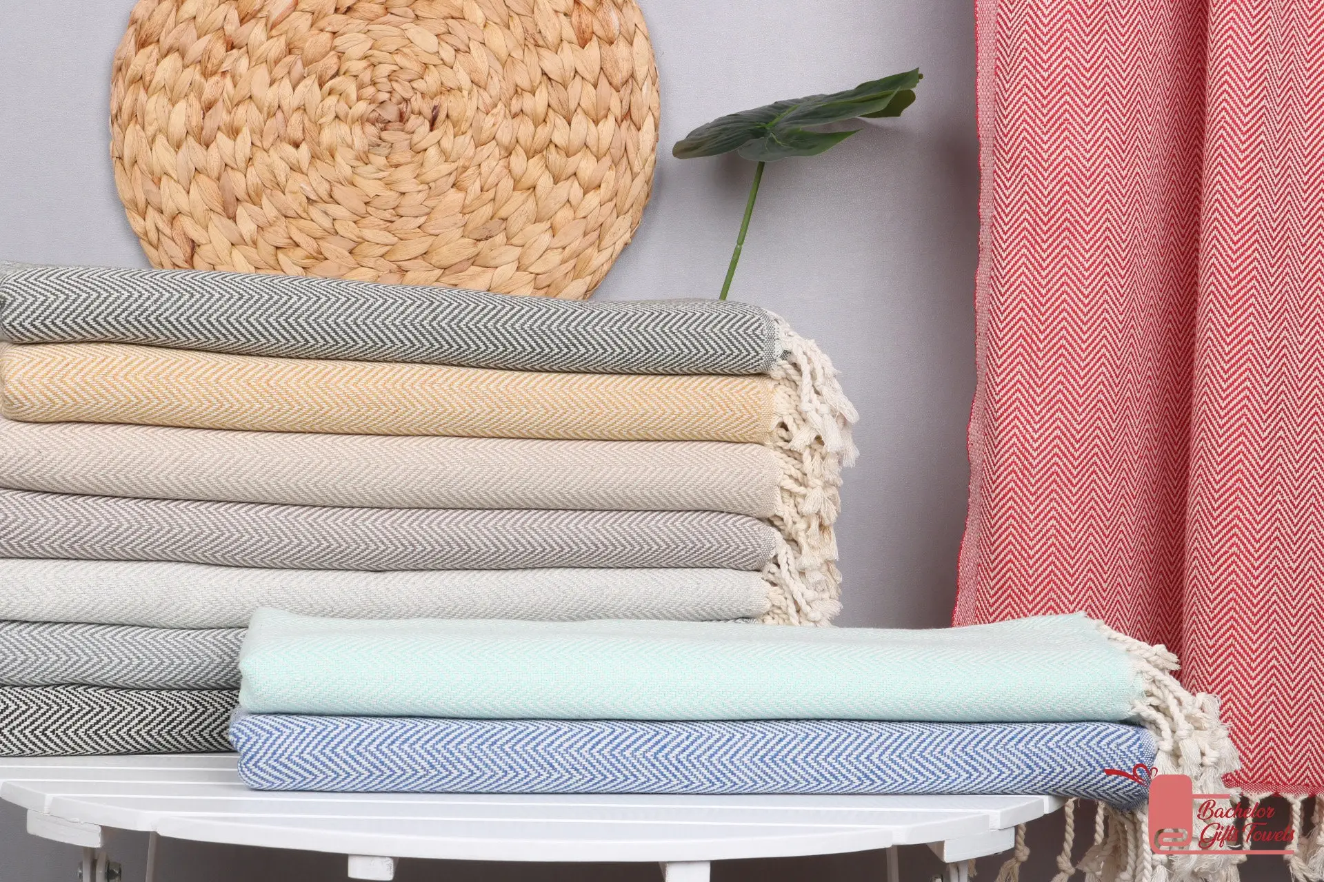 Custom Beach Towel, Personalized Gift, 40x70 Cotton Herringbone Towel - 1