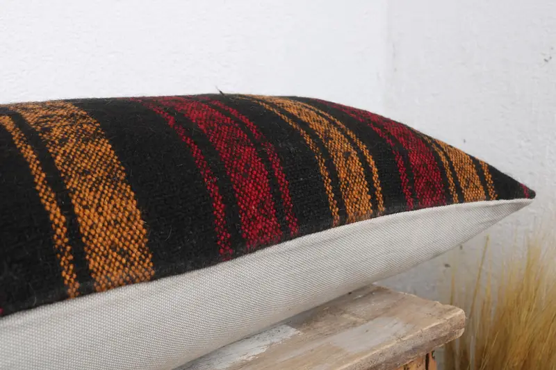 Kilim Pillow, Handmade Rug Seat Pillow, Natural Pillow Cover, Sofa Cushion Case, 12x36 Red Cushion, Kilim Pillow Cover, Gift Pillow, Cushion Case - 6