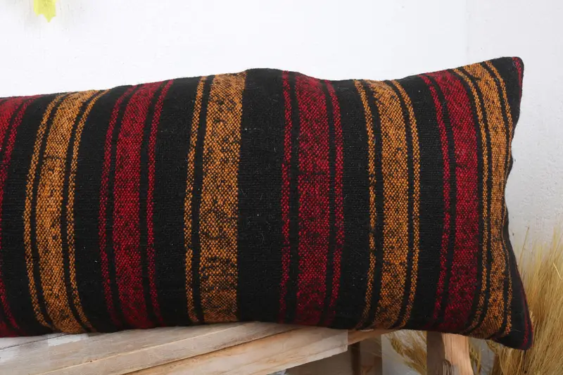 Kilim Pillow, Handmade Rug Seat Pillow, Natural Pillow Cover, Sofa Cushion Case, 12x36 Red Cushion, Kilim Pillow Cover, Gift Pillow, Cushion Case - 5