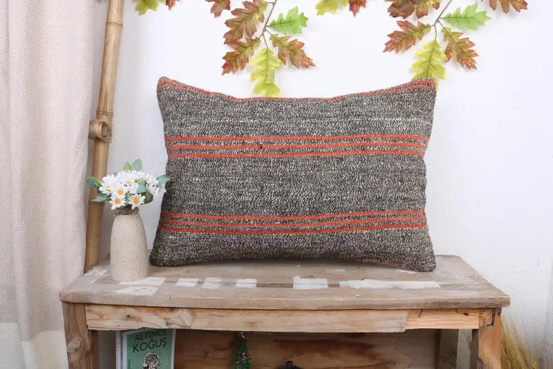 Gesticktes südwestliches braunes Kissen, 16x24 handgemachtes Wurfkissen