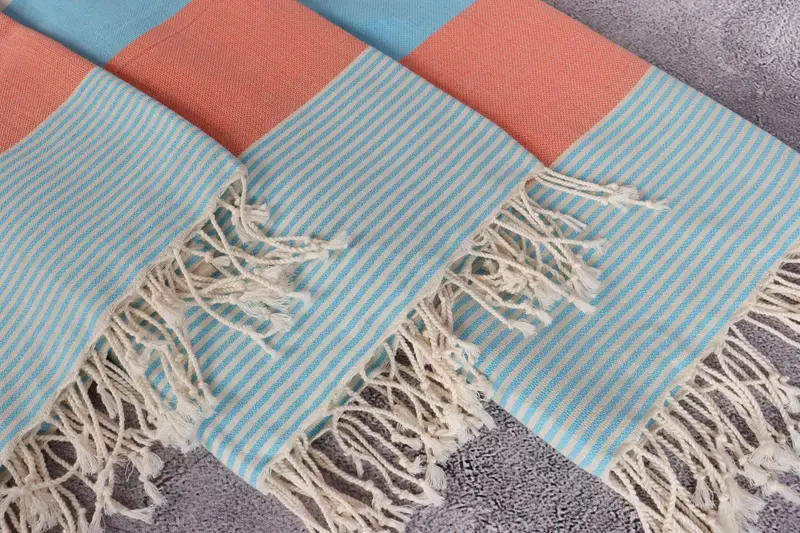 Family Gift Basket, Travel towel, Turkish Towel USA, Fouta towel, Soft and absorbent Turkish towel, House Warming Gift, 68x40 Cotton Striped Towel - 5