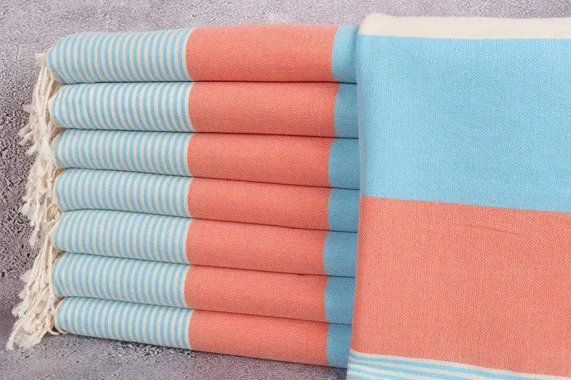 Family Gift Basket, Travel towel, Turkish Towel USA, Fouta towel, Soft and absorbent Turkish towel, House Warming Gift, 68x40 Cotton Striped Towel - 1