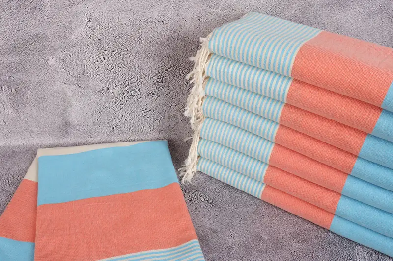 Family Gift Basket, Travel towel, Turkish Towel USA, Fouta towel, Soft and absorbent Turkish towel, House Warming Gift, 68x40 Cotton Striped Towel - 2