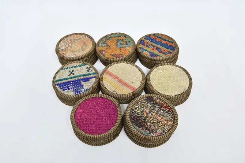 Posavasos redondo bohemio, posavasos con patrón Kilim único