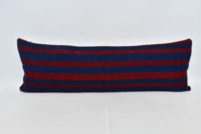 Vintage Kilim Pillow, Yoga Pillow Case, Ethnical Kilim Rug Pillow, 16x48 Red Pillow Sham, Pillow Case, Turkish Kilim Pillow - 1