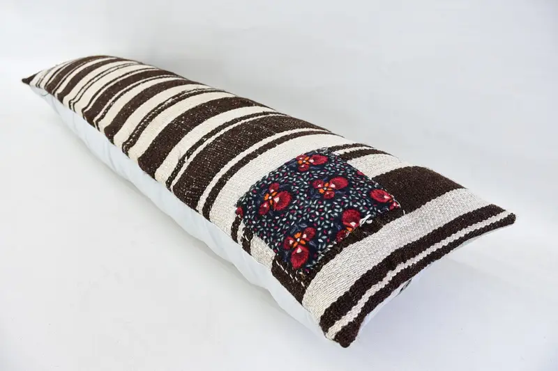 Art Deco Pillow, 12x48 White Pillow Case, Cushion Case, Turkish Pillow, Boho Pillow Sham Cover, Handmade Kilim Cushion, Retro Pillow Case - 6
