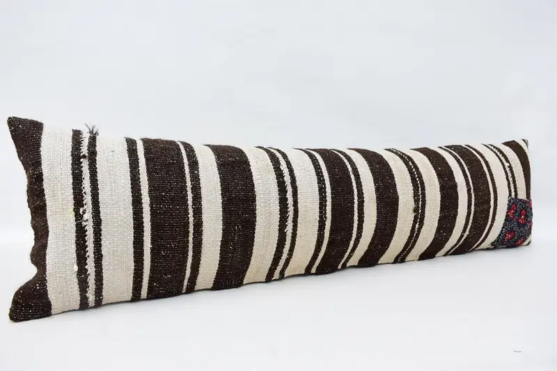 Art Deco Pillow, 12x48 White Pillow Case, Cushion Case, Turkish Pillow, Boho Pillow Sham Cover, Handmade Kilim Cushion, Retro Pillow Case - 3