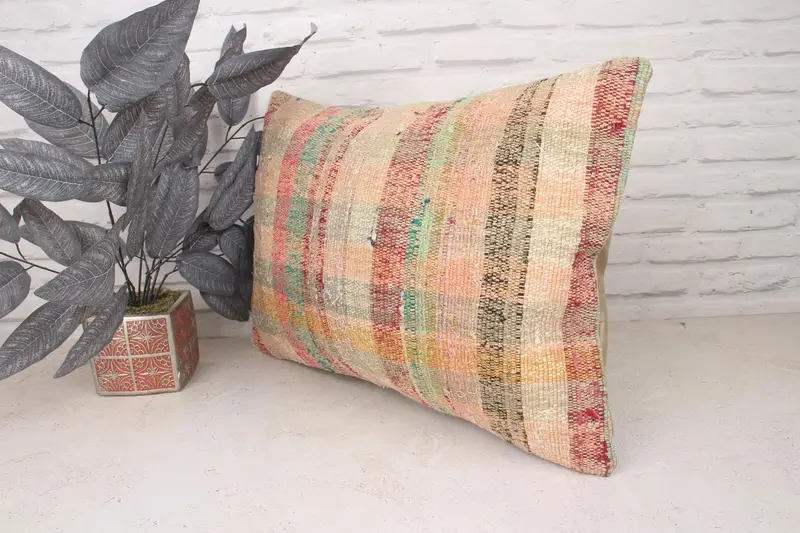 Couch Pillow, Cushion, Gift Pillow, 16x24 Beige Cushion Case, Kilim Cushion Sham, Home Decor Pillow, Office Chair Cushion Cover - 3