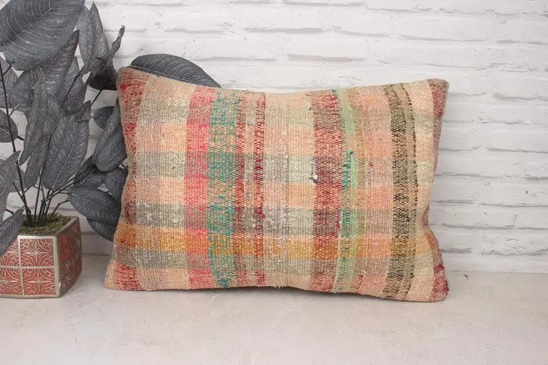 Couch Pillow, Cushion, Gift Pillow, 16x24 Beige Cushion Case, Kilim Cushion Sham, Home Decor Pillow, Office Chair Cushion Cover - 1