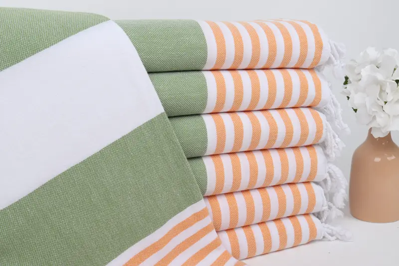 Turkish Towel Set, Personalized Beach Towel, 70x40 Cotton Striped Towel, Quick-Dry Beach Towel, House Warming Gift, Absorbent Turkish towel - 1