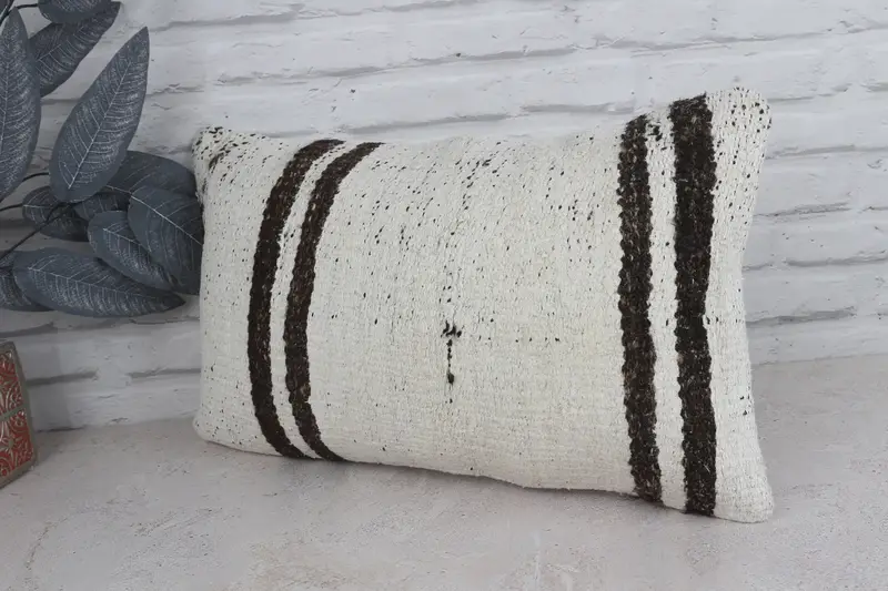 Home Decor Pillow, Accent Cushion, 12x20 White Pillow Cover, Aztec Cushion Case, Ethnical Kilim Rug Pillow, Turkish Pillow, Cushion Case - 4