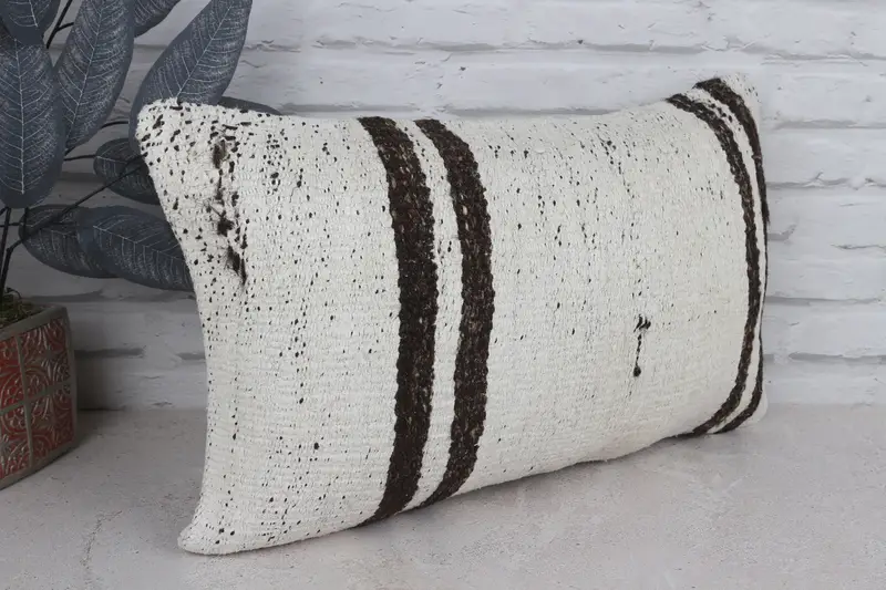 Home Decor Pillow, Accent Cushion, 12x20 White Pillow Cover, Aztec Cushion Case, Ethnical Kilim Rug Pillow, Turkish Pillow, Cushion Case - 3