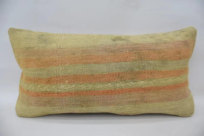 Southwestern Pillow Case, Turkish Kilim Pillow, 12x24 Beige Pillow Case, Gift Pillow, Sofa Bolster Pillow Sham, Interior Designer Pillow, Pillow - 1