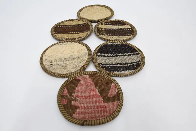 Bohemian Round Coaster, Brown and Beige Circle Pad
